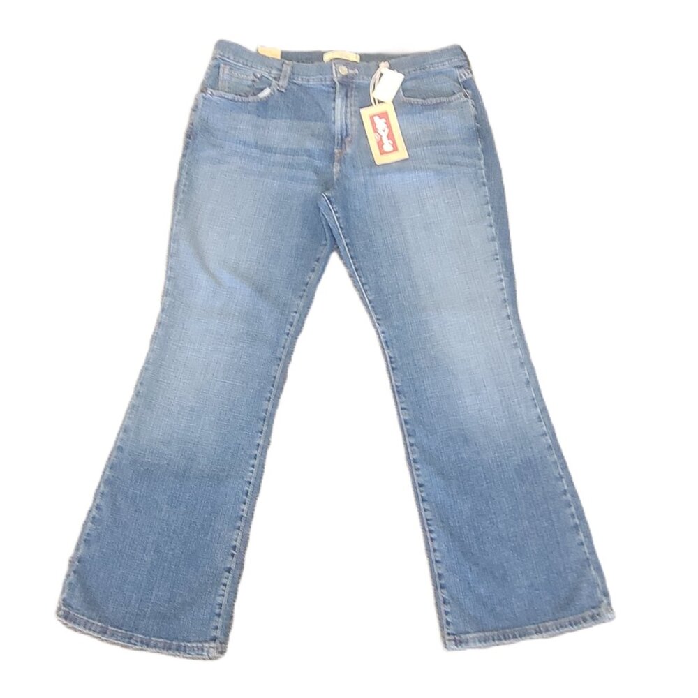 NWT Levi's 515 Boot Cut Mid Rise Blue Jeans Misses 14 Short Beaded Cotton Blend